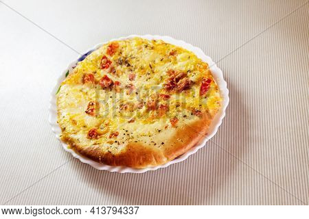 Delicious Mini Pizza On A Plate Close-up