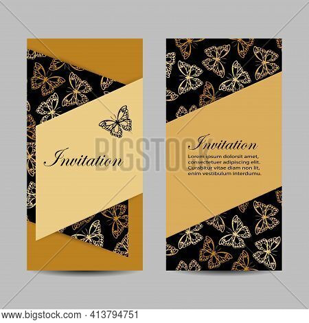 Set Of Vertical Banners With The Butterflies