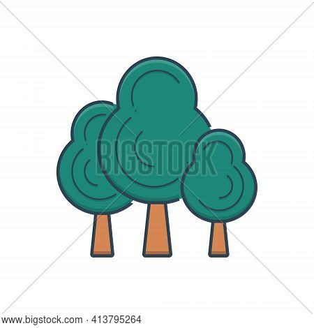 Color Illustration Icon For Trees Plant Greenstuff Garden-stuff