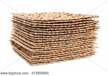 Passover Matzos Isolated On White. Pesach Celebration