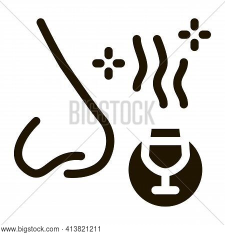 Smelling Wine Testing Glyph Icon Vector. Smelling Wine Testing Sign. Isolated Symbol Illustration