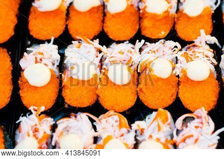 Suchi For Sell In The Supermarket, Suchi Is Japanese National Food Popular Throughout The World
