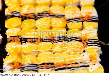 Suchi For Sell In The Supermarket, Suchi Is Japanese National Food Popular Throughout The World