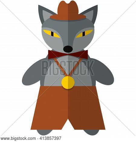 Toy Grey Wolf Vector Isolated On White Background