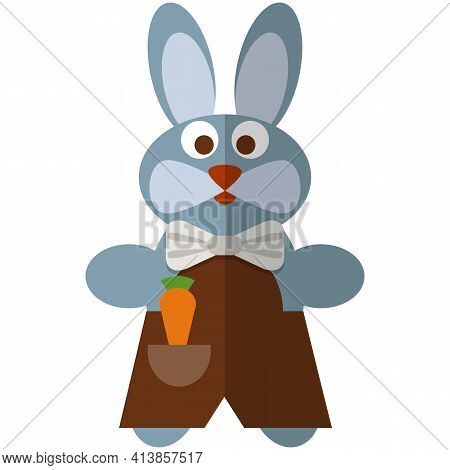 Toy Hare Puppet Vector Isolated On White Background