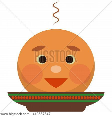 Small Round Loaf Or Bun Vector Isolated On White
