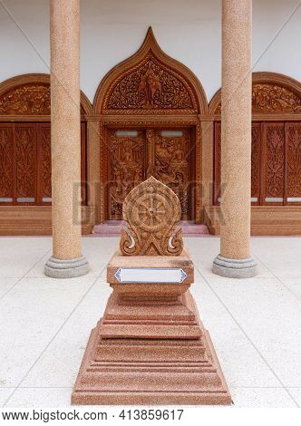 The Carved Sandstone Slab For Marking The Boundaries Of The Thai Church, Located Around The Church I