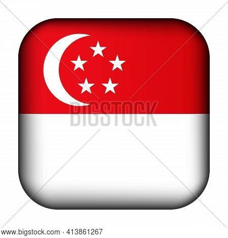 Glass Light Ball With Flag Of Singapore. Squared Template Icon. National Symbol. Glossy Realistic Cu