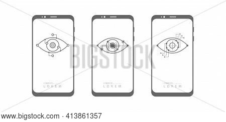 Eye Scanner Logo .phone Screen.high Tech Eye Scan.technologies Of The Future .vector