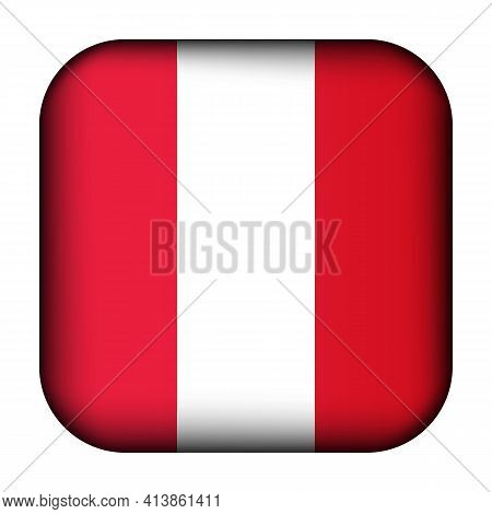 Glass Light Ball With Flag Of Peru. Squared Template Icon. Peruvian National Symbol. Glossy Realisti