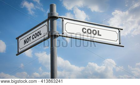 Street Sign The Direction Way To Cool Versus Uncool