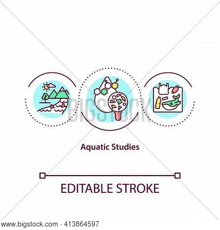 Aquatic Studies Concept Icon. Environmental Study Idea Thin Line Illustration. Studying Aquatic Orga