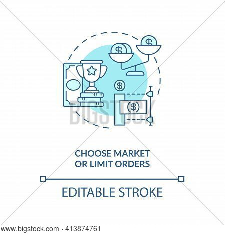 Choosing Market And Limit Orders Concept Icon. Stock Trading Step Idea Thin Line Illustration. Preva