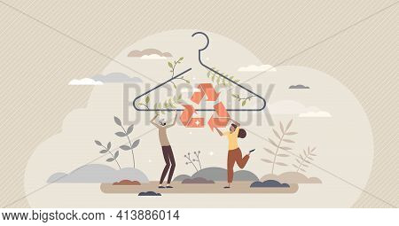 Slow Fashion And Sustainable, Nature Friendly Clothing Tiny Person Concept