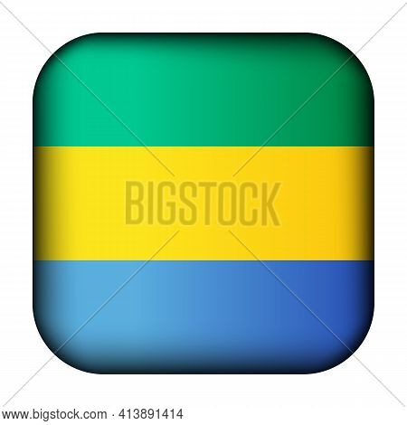 Glass Light Ball With Flag Of Gabon. Squared Template Icon. National Symbol. Glossy Realistic Cube, 