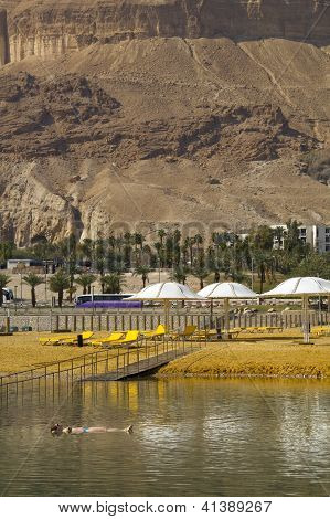 Frau, Schwimmen im Toten Meer ...ein Bokek, israel