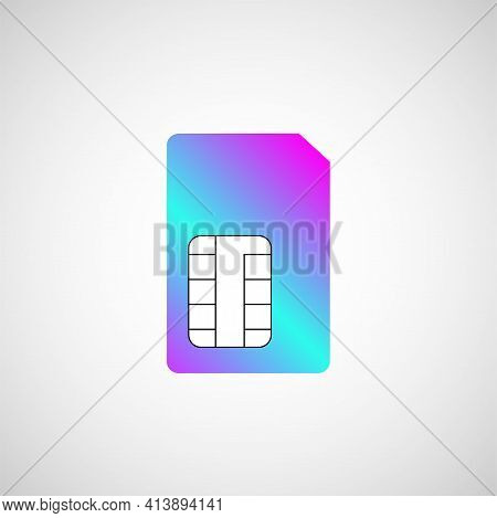 Sim Card Symbol, Icon. Flat Vector Illustration