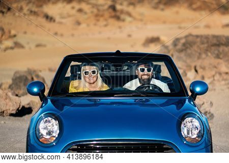 A Pair Of Glasses Sit In A Car On The Island Of Tenerife In The Crater Of The Teide Volcano, Spain