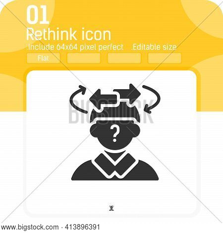 Rethink Vector Icon With Flat Style Isolated On White Background. Vector Illustration Trendy Element