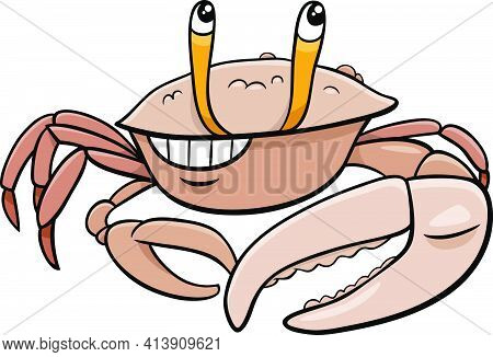Cartoon Illustration Of Funny Fiddler Crab Animal Character