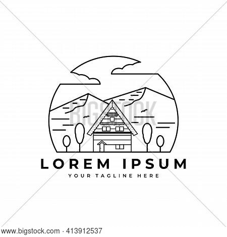 Cabin House Logo Vector Illustration Design, Wooden House, Gas-ho House