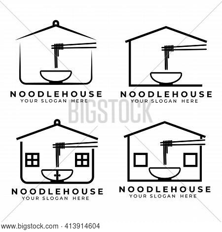 Noodle Logo Vector Illustration Design, Noodle House Option Logo