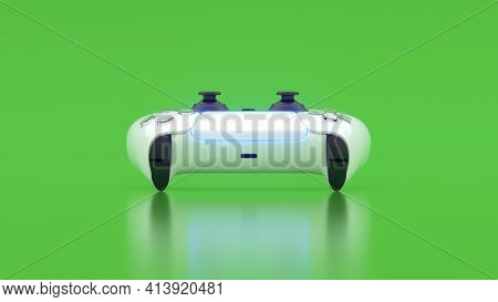 Moscow, Russia - March 20 2021: Next Generation Game Controller. Dualsense Controller Concept Design