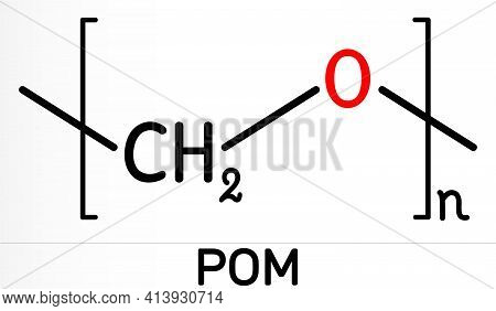 Polyoxymethylene, Pom, Acetal, Polyacetal, Polyformaldehyde Molecule. It Is Synthetic Polymer, Engin