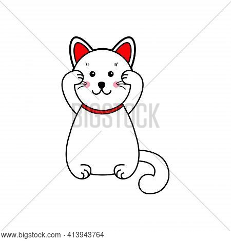 Neko The Cat Lucky Cat . Eps 10. Japanese Cat. Vector Illustration