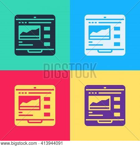 Pop Art Trading Courses Icon Isolated On Color Background. Distance Learning Finance Management, Buy