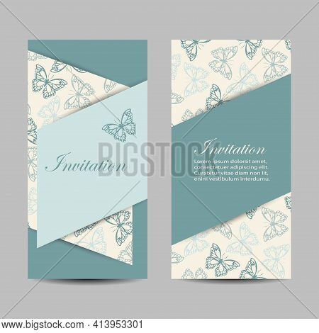 Set Of Vertical Banners With The Butterflies