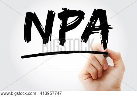 Npa - Non Performing Asset Acronym With Marker, Concept Background