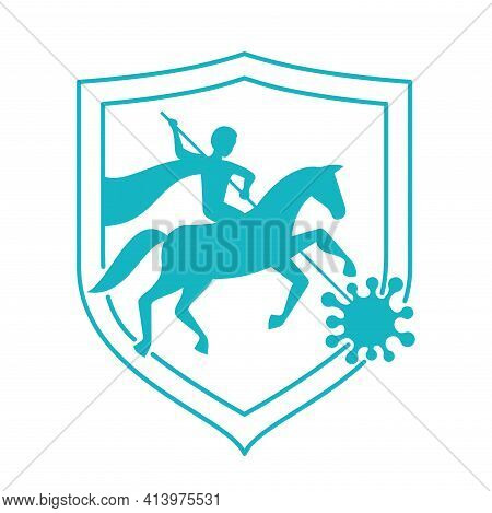 Antiviral Antibacterial Fighter Against Coronavirus Formula Shield Icon. Health Protection As An Anc