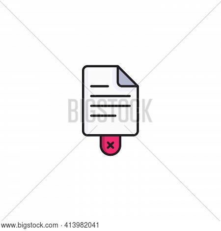 Delete File Document Icon Isolated On White Background. Paper Sheet With Recycle Bin Sign. Rejected