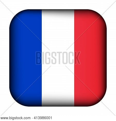 Glass Light Ball With Flag Of France. Squared Template Icon. French National Symbol. Glossy Realisti