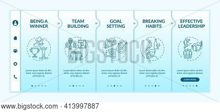 Types Of Motivational Content Onboarding Vector Template. Mentoring And Coaching. Leadership And Goa