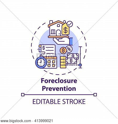 Foreclosure Prevention Concept Icon. Legal Services Types. Help Homeowners Who Are In Danger Of Fore