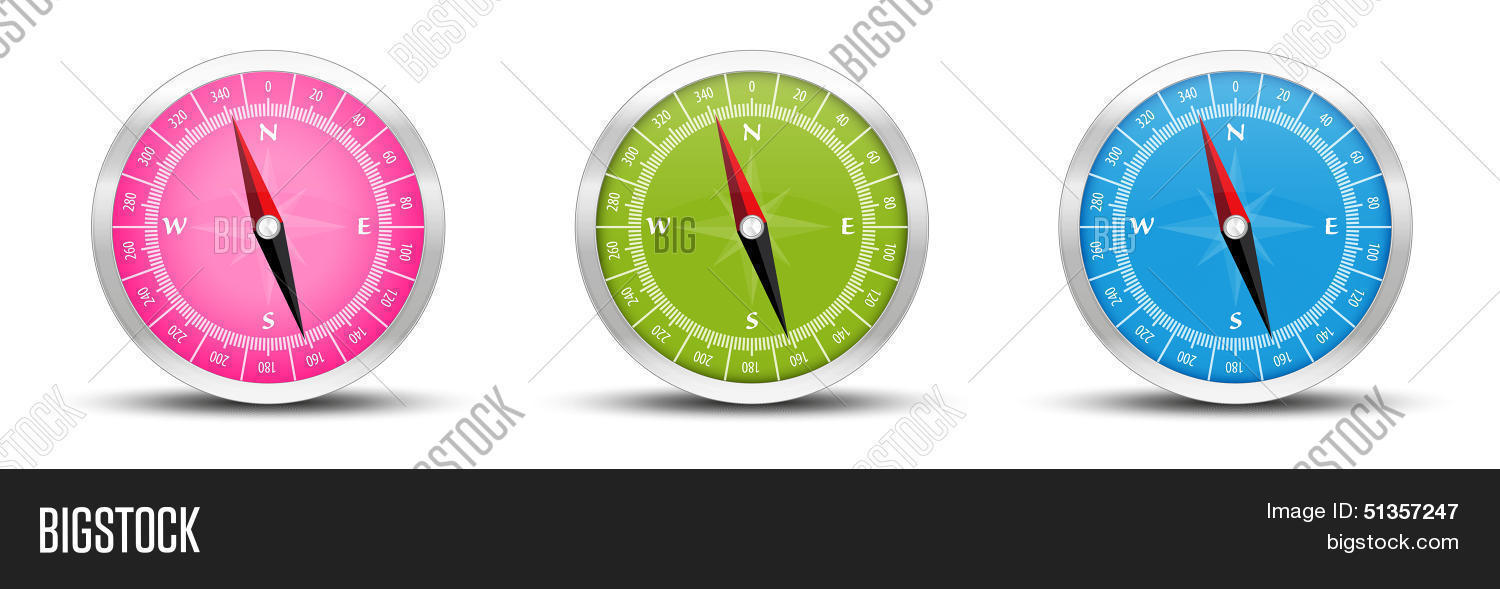 Set Three Compasses Vector & Photo (Free Trial) Bigstock