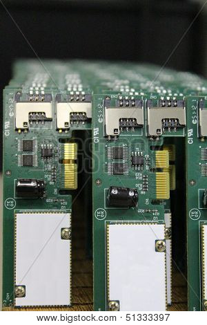 Rows of GSM server modules