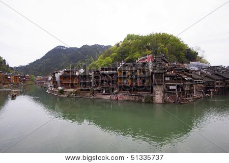 Tuojiang River Both Banks Scenery In Phoenix County, China