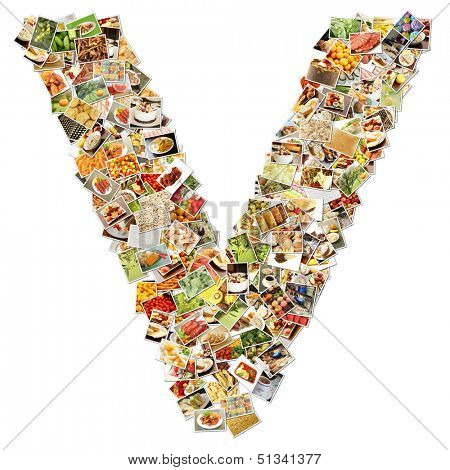 Food Art V Lowercase Shape Collage Abstract