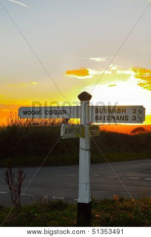 Fingerpost at the crossroads near Brightling