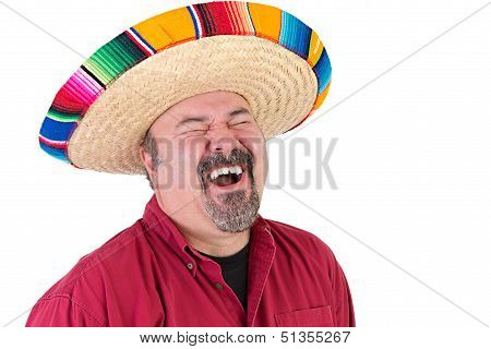 Happy Guy With Mexican Sombrero  Hat