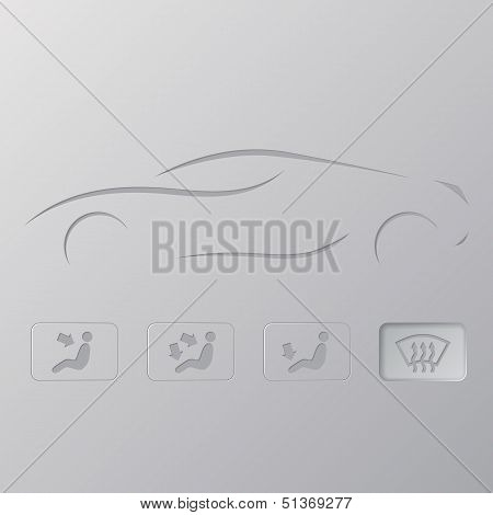 Car Silhouette With Flat Icons