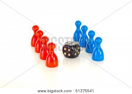 Colorful Meeples With Black Die