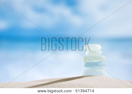 sea glass seaglass with ocean , beach and seascape, shallow dof