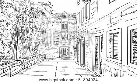 Croatia town street - illustration 