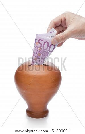 Hand And Classic Money Box. Hand Made Clay Craft