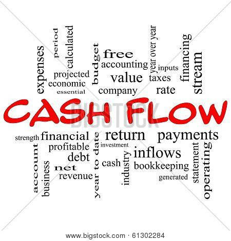 Cash Flow Word Cloud Concept In Red Caps