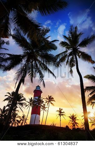 Lighthouse At Sunset